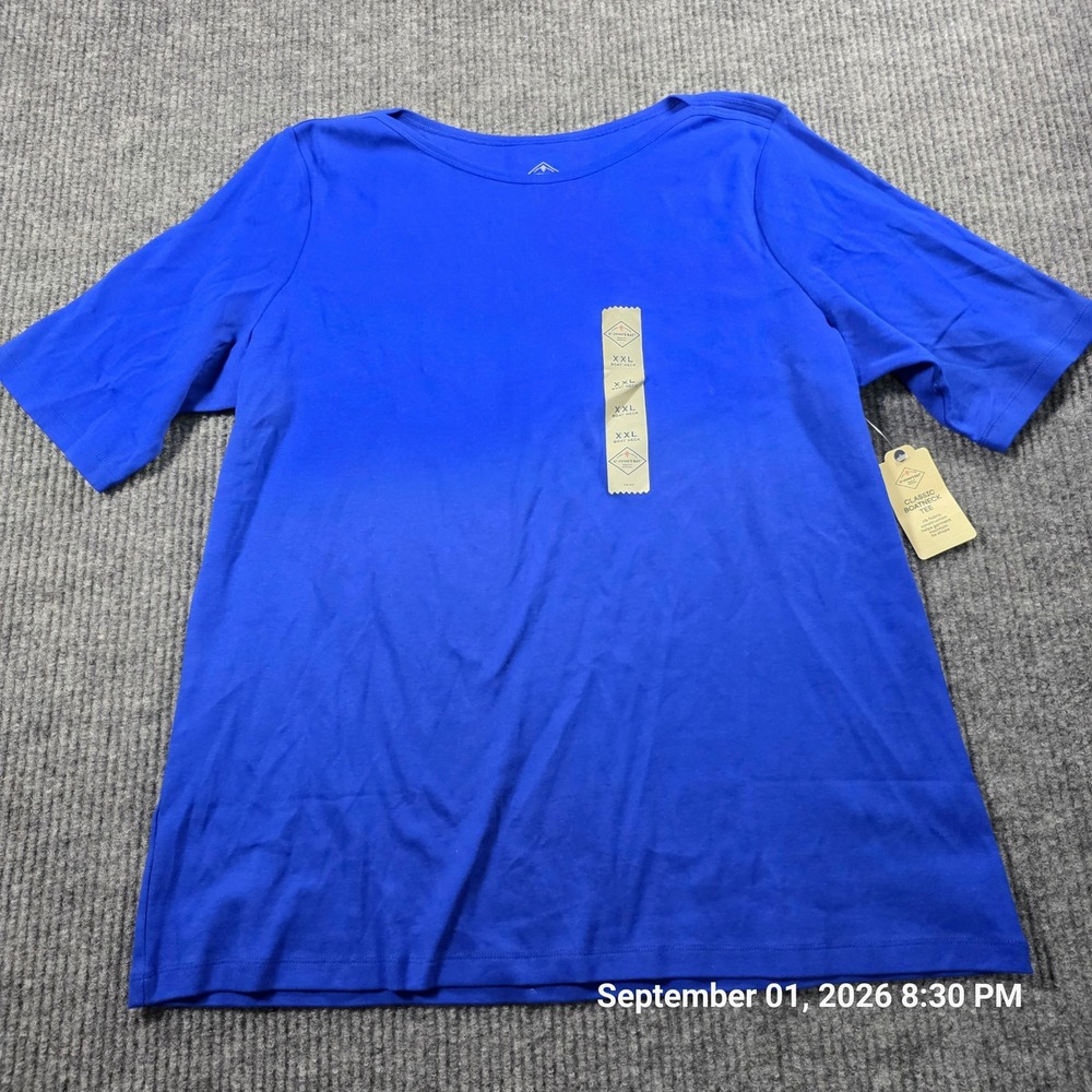 St. John's Bay Womens XXL Royal Blue Classic Boatneck Tee Short Sleeve T-Shirt